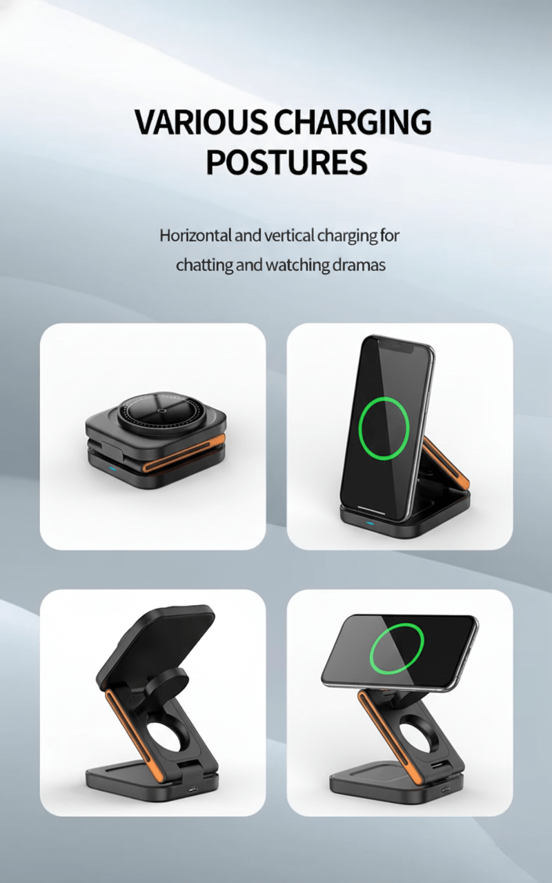 Zengo 3 in 1 30W Foldable Mag Charger for iPhone, Watch and AirPods