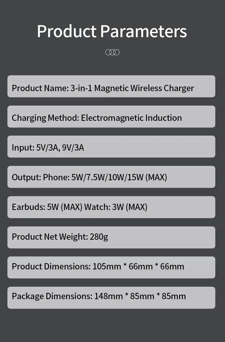 Zengo Grey 2025 New Automatic Touch Magnetic Multi-function 3 in 1 Wireless Charger for Iphone 16 15 14 13 Pro Max Iwatch Airpods Charger
