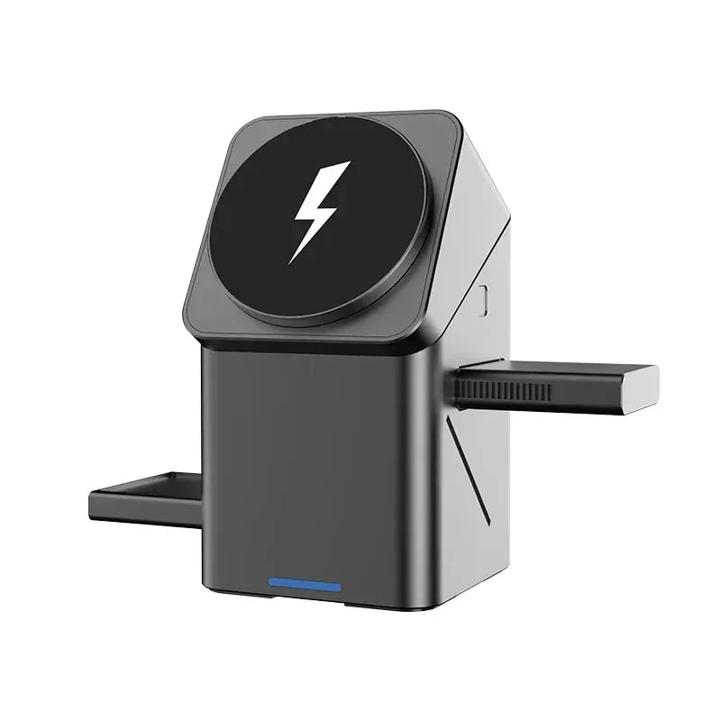 Zengo Grey 2025 New Automatic Touch Magnetic Multi-function 3 in 1 Wireless Charger for Iphone 16 15 14 13 Pro Max Iwatch Airpods Charger