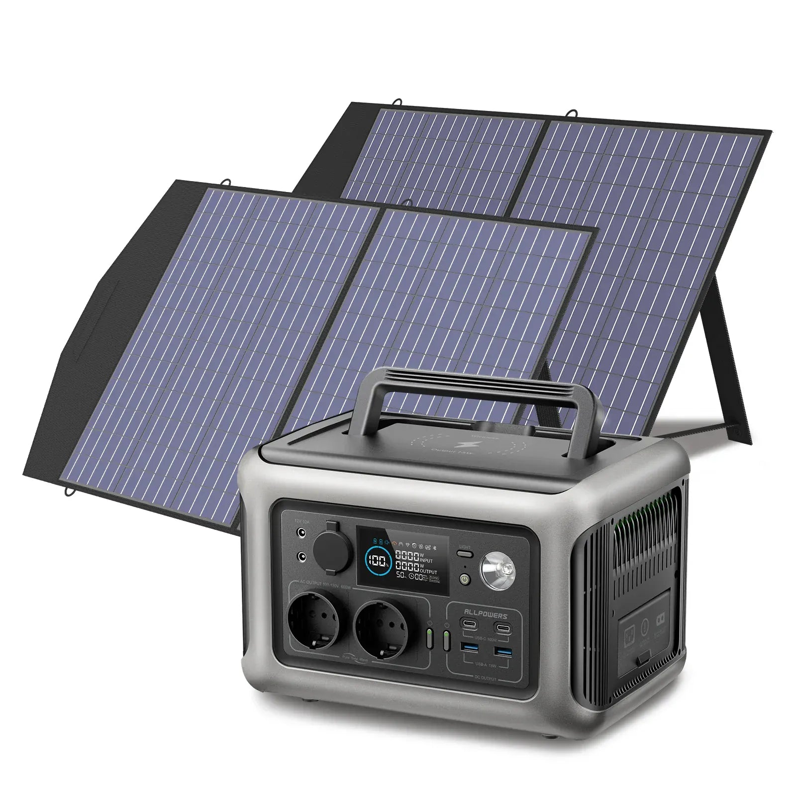 Zengo R600 with 2X100W / spain / US ALLPOWERS R600 Portable Powerstation with Solarpanel (Optional),299Wh 600W LiFePO4 Battery for Home Backup Outdoors Camping RV