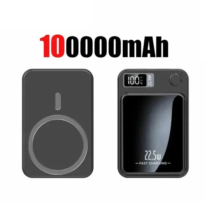 Zengo Black 100000mAh 100000mAh 22.5W Wireless Magnetic Power Bank Fast Charging Portable External Battery PowerBank Adapter For Huawei Samsung iPhone