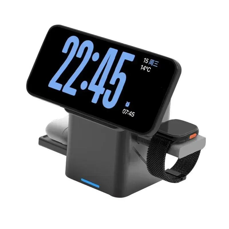 Zengo Grey 2025 New Automatic Touch Magnetic Multi-function 3 in 1 Wireless Charger for Iphone 16 15 14 13 Pro Max Iwatch Airpods Charger