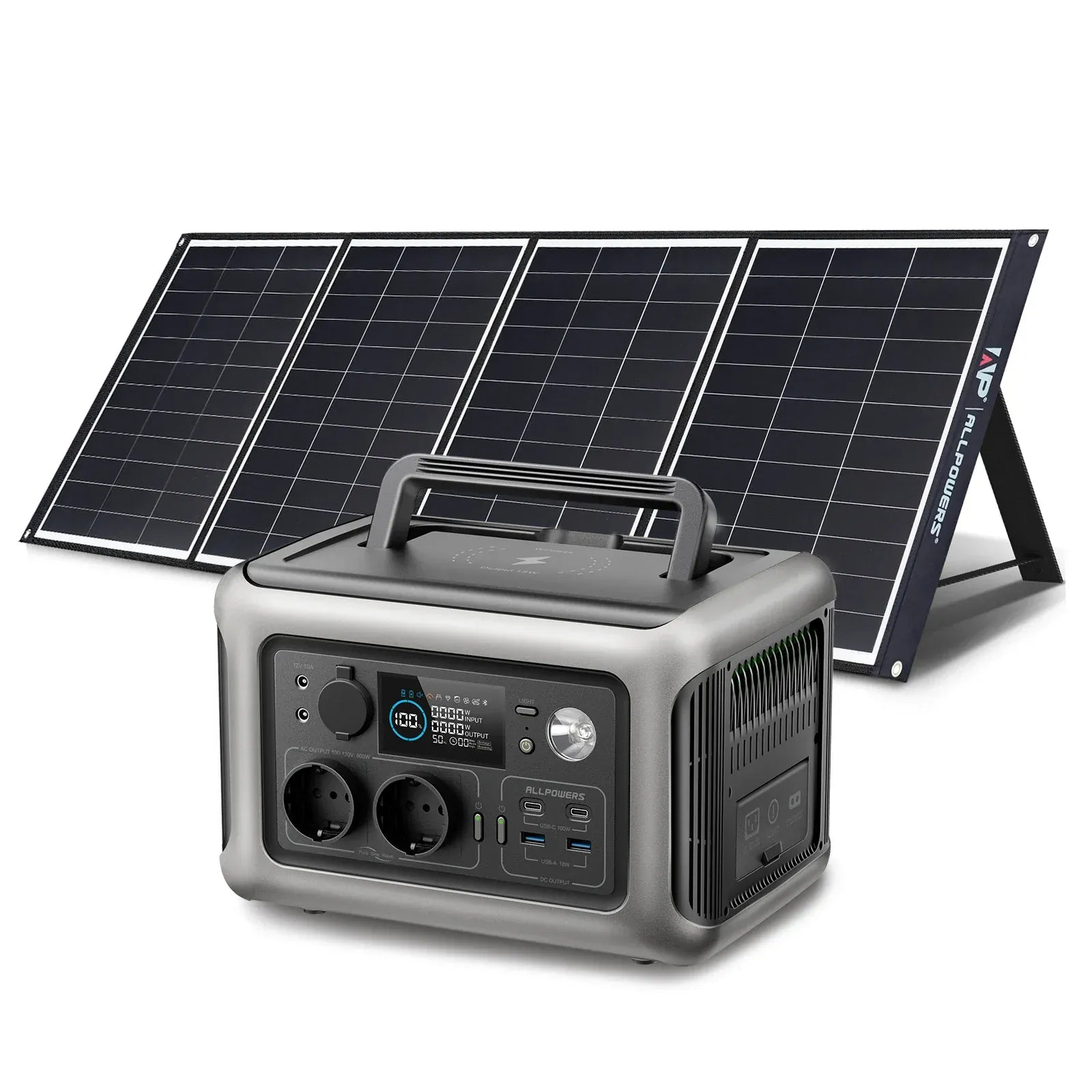 Zengo R600 with 200W IBC / GERMANY / US ALLPOWERS R600 Portable Powerstation with Solarpanel (Optional)，299Wh 600W LiFePO4 Battery for Home Backup Outdoors Camping RV
