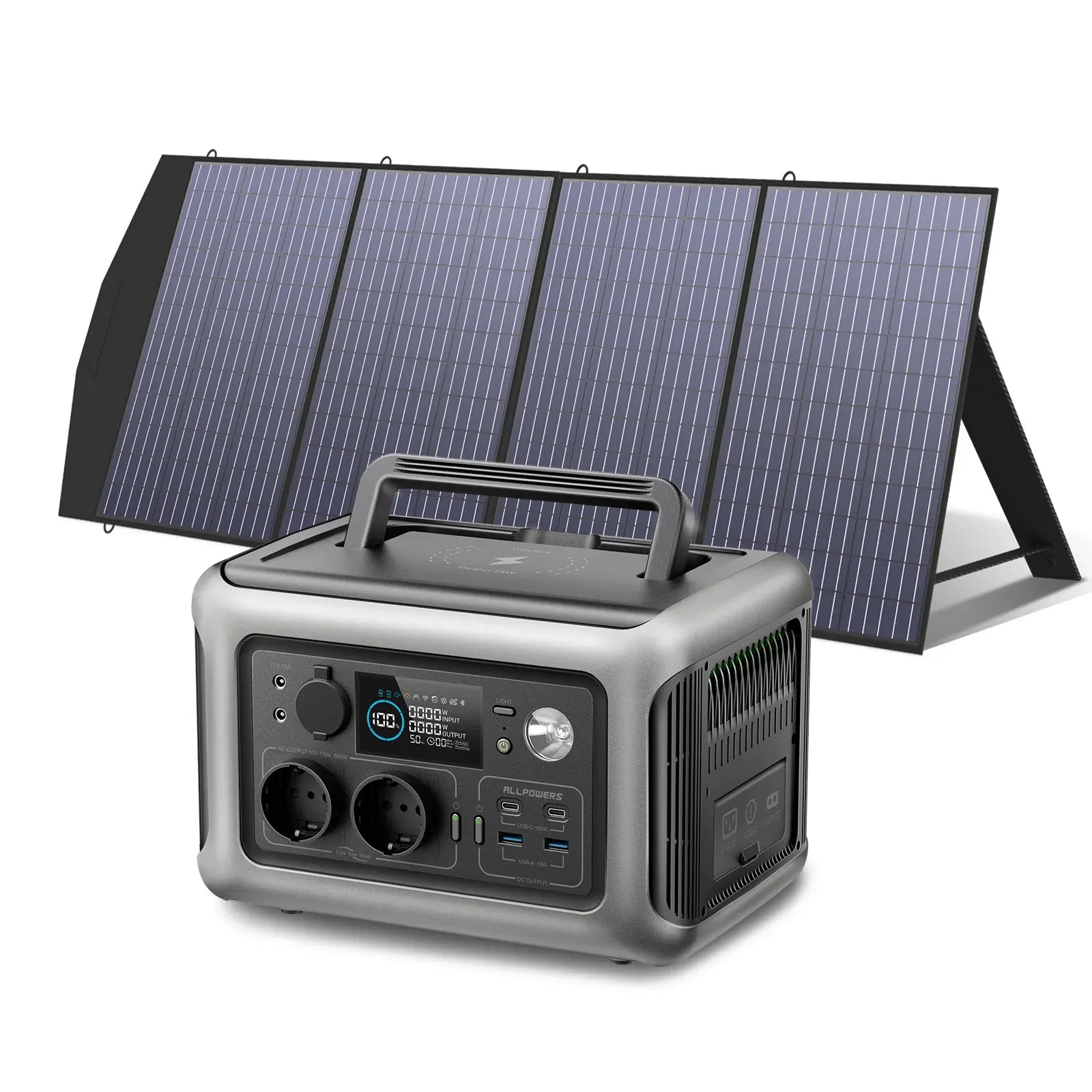 Zengo R600 with 200W / spain / UK ALLPOWERS R600 Portable Powerstation with Solarpanel (Optional)，299Wh 600W LiFePO4 Battery for Home Backup Outdoors Camping RV