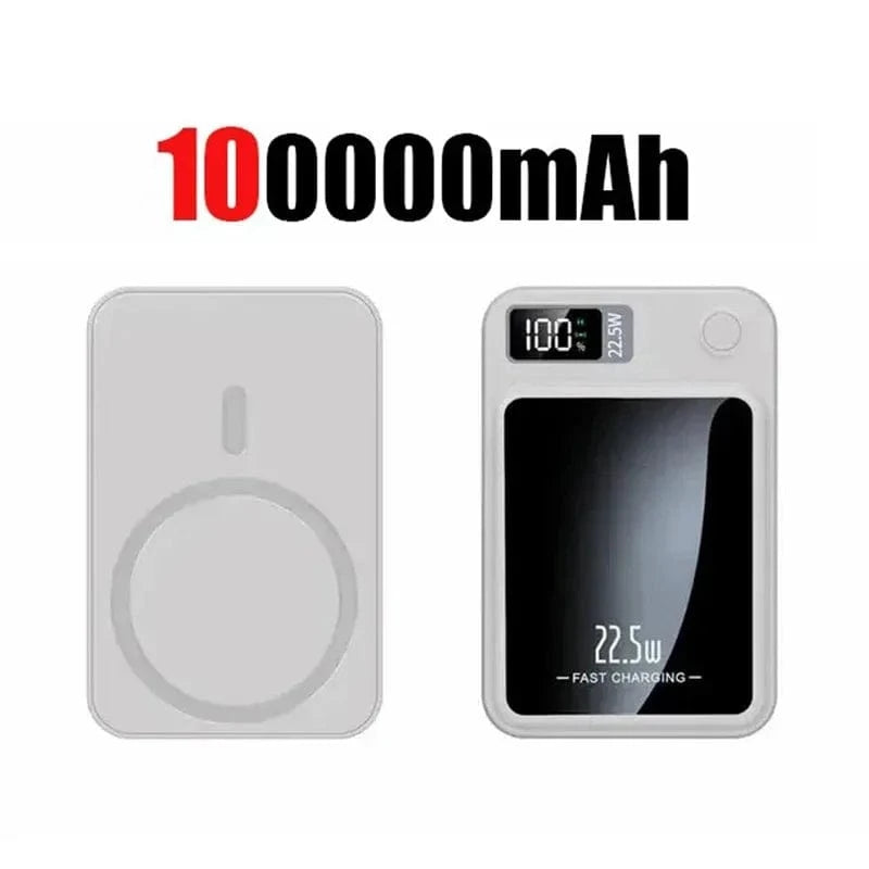 Zengo White 100000mAh 100000mAh 22.5W Wireless Magnetic Power Bank Fast Charging Portable External Battery PowerBank Adapter For Huawei Samsung iPhone